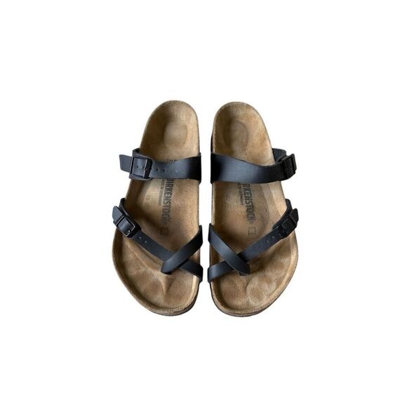 Birkenstock Mayari Leather Black Birks Sandals Slides Size 42 Women’s US 11 11.5 - Picture 2 of 10